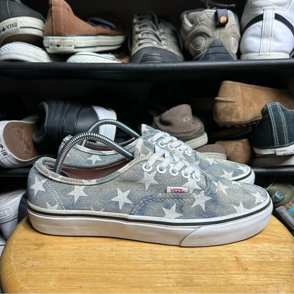 Vans era denim blue white stars